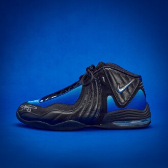 View 1 of Lot 11: Stephen Curry 2025-2026 Tunnel Worn Dual-Signed Nike Air Garnett III 'Away'