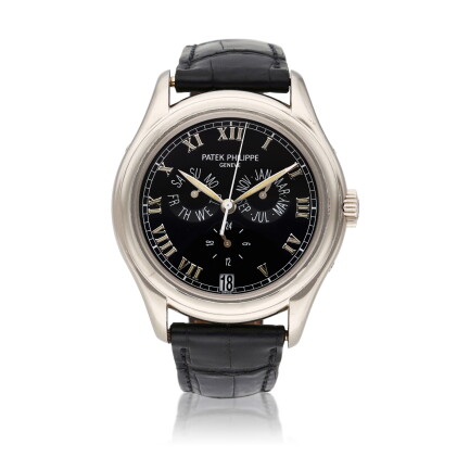 Catalog image of Reference 5035 | A white gold annual calendar wristwatch with date and 24 hours…