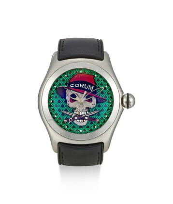 Catalog image of corum | bubble gangster, reference 02320.592001, a limited edition stainless st…