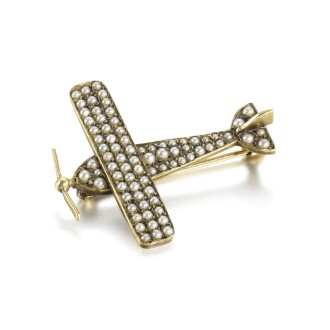 View 1 of Lot 196: Half-pearl Airplane Brooch