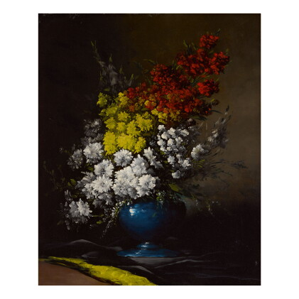 Catalog image of germain-théodore ribot | bouquet of flowers in a blue vase