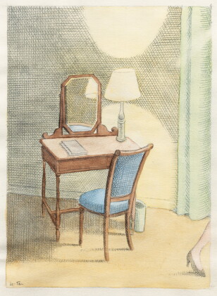 Catalog image of Une coiffeuse avec une lettre, une femme quittant la pièce
