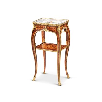 View 1 of Lot 33: A Louix XV gilt-bronze-mounted parquetry and marquetry table en chiffonnière by Bernard van Risen Burgh, circa 1760