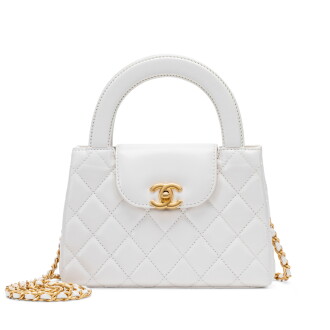View 1 of Lot 207: White Quilted Calfskin Kelly Bag Aged Gold Hardware