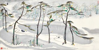 View 1 of Lot 2623: Wu Guanzhong 吳冠中 | The Running Stream of Mount Yulong 玉龍山下奔流
