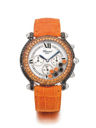 Catalog image of chopard | ref s28/3335-23 happy sport, a white gold, black diamond and citrine …