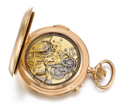 Catalog image of swiss | a gold hunting cased quarter repeating chronograph watch circa 1900
