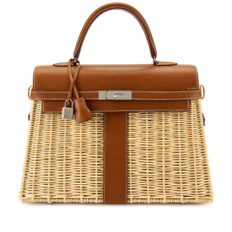 View 1 of Lot 7704: Limited Edition Fauve Barenia and Osier Wicker Picnic Kelly 35 Palladium Hardware, 2020