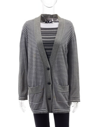 Catalog image of striped cardigan-jacket, roll-neck jumper and dress