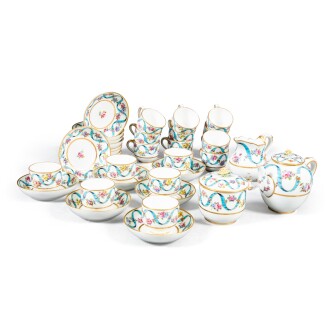 View 1 of Lot 566: A Sèvres porcelain part tea service `à rubans bleu céleste', 1770-1771