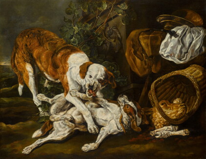 Catalog image of Hunting dogs in a landscape