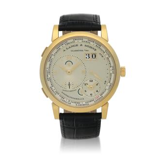 View 1 of Lot 88: Lange 1 Zeitzone, Ref. 116.032  Yellow gold world time wristwatch with digital date display, power reserve and day/night indication  Circa 2005