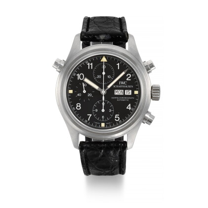 Catalog image of reference 3711, doppelchronograph stainless steel split-seconds chronograph wri…