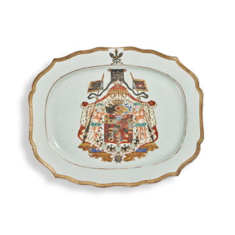 View 1 of Lot 676: A Large Chinese Export 'Royal Arms of Prussia' Armorial Platter, Qing Dynasty, Qianlong Period, circa 1755