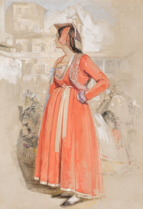 Catalog image of john frederick lewis, r.a. | study of a young neapolitan woman in rome