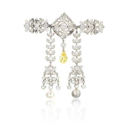 Catalog image of Diamond and pearl brooch, early 20th century and later