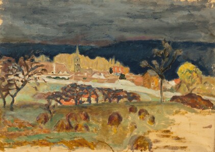 View 1 of Lot 217: Village, ciel d'orage (esquisse)