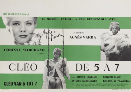 View 1 of Lot 213: Cléo de 5 à 7 / Cleo From 5 to 7  (1962) Poster, Belgian, Signed by Agnès Varda (Director)