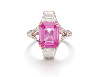 Catalog image of pink sapphire and diamond ring | 4.72卡拉「斯里蘭卡」粉紅剛玉 配 鑽石 戒指