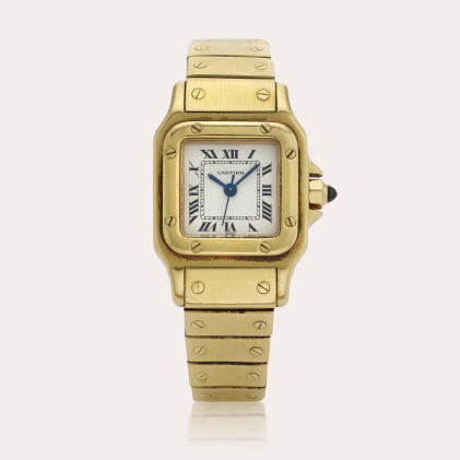 Catalog image of Santos | A yellow gold wristwatch with bracelet | Circa 2000