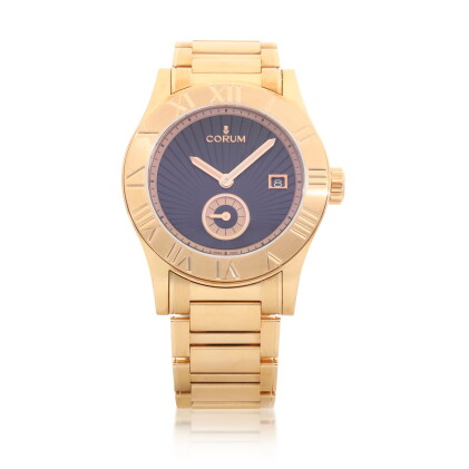 Catalog image of Corum | Romvlvs, Reference 295.510.55, A pink gold wristwatch with date and bra…