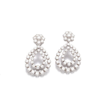 Catalog image of Pair of diamond earrings