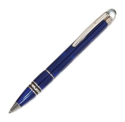 Catalog image of montblanc | a platinum plated and blue lacquer ballpoint pen, circa 2000