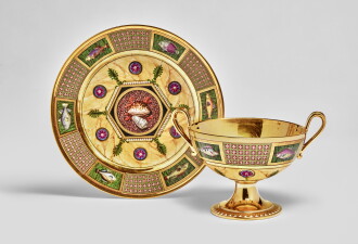 View 1 of Lot 213: A  Sèvres Porcelain Footed Bowl and Stand (Coupe à bouillon hémisphérique), circa 1813-1814