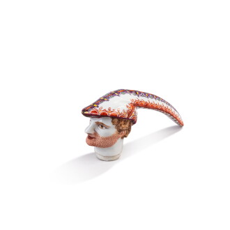 View 1 of Lot 690: A Continental porcelain cane handle, possibly 18th century