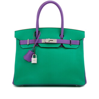 View 1 of Lot 59: Vert Menthe and Parme Chèvre Mysore HSS Birkin 30 Palladium Hardware, 2013