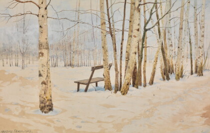 Catalog image of albert nikolaevich benois | winter landscape with birches