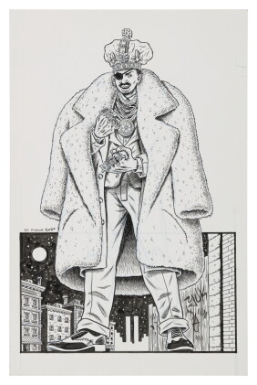 Catalog image of ed piskor | "slick rick". original art for pin-up in volume 2 of "the hip hop f…