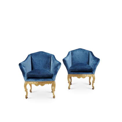 Catalog image of A pair of Italian giltwood armchairs 'a pozzetto', Venice, circa 1750
