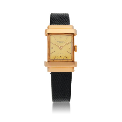 Catalog image of patek philippe | top hat, ref 1450, pink gold wristwatch circa 1945