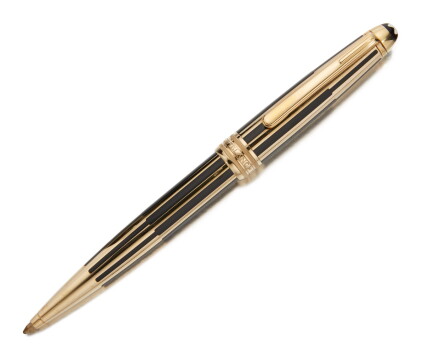 Catalog image of montblanc | a yellow gold plated and black lacquer ballpoint pen, circa 2005