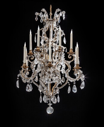 Catalog image of Lustre en cristal de roche et métal doré, Italie du Nord, probablement Gênes, d…