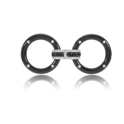 View 1 of Lot 545: Onyx and diamond belt buckle, circa 1922