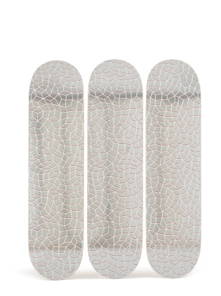 Catalog image of yayoi kusama 草間彌生 | infinity nets skateboard (triptych) 無限網滑板（三聯作）
