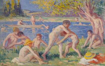 Catalog image of Enfants luttant au bord de l'eau