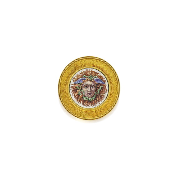 Archaeological-Revival Gold and Micromosaic 'Medusa' Brooch, Cas