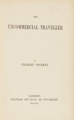Catalog image of dickens, uncommercial traveller, 1861, [1860], first book edition