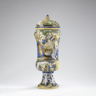View 1 of Lot 245: A Castelli maiolica vase and cover, Gentili workshop, circa 1750