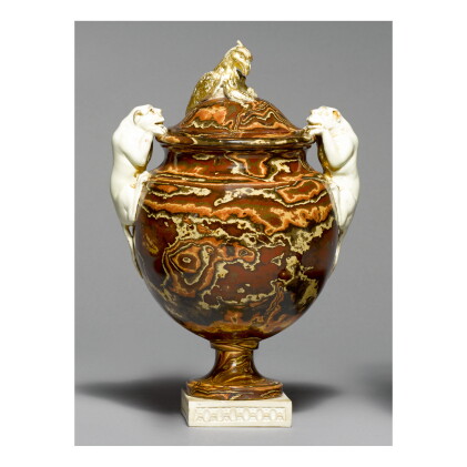 Catalog image of a wedgwood and bentley solid agate vase and cover circa 1770-75