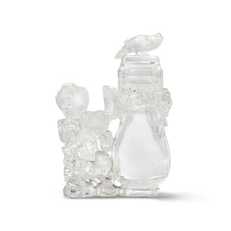 View 1 of Lot 540: A large carved rock crystal vase and cover, Late Qing dynasty | 清末 水晶雕仙山瑞獸蓋瓶