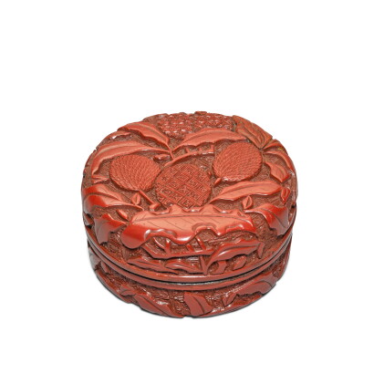 a carved cinnabar lacquer 'lychee' box and cover, ming dynasty, 16th century