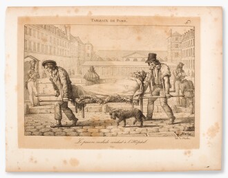 View 1 of Lot 90: Le pauvre malade conduit à l'Hôpital, from Tableaux de Paris