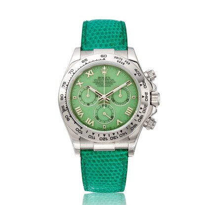 Catalog image of Reference 116519 'Daytona Beach', A white gold automatic chronograph wristwatch…