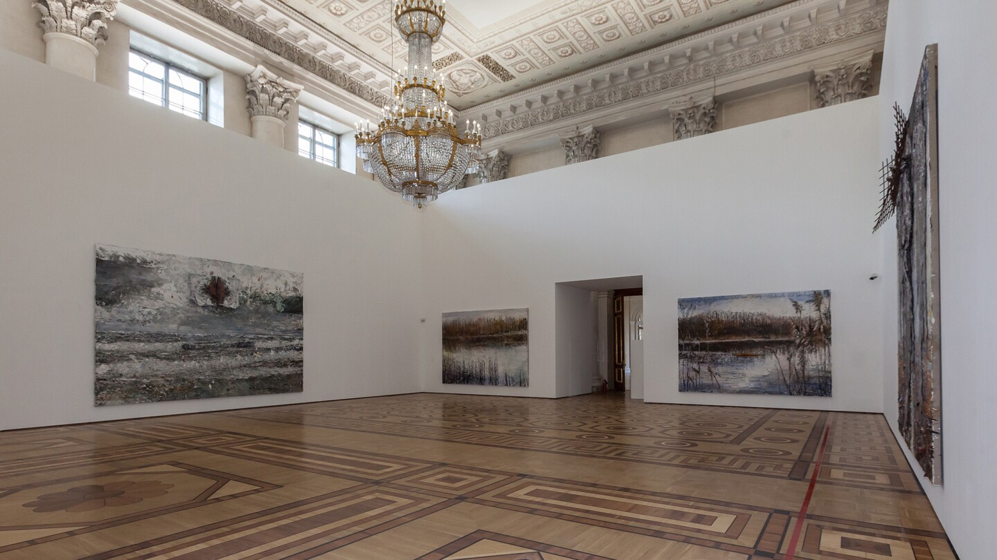 Installation shot of Anselm Kiefer, for Velimir Khlebnikov at the Hermitage Museum in 2017