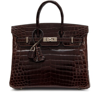 View 1 of Lot 132: Cocoan Shiny Niloticus Crocodile Birkin 25 Palladium Hardware, 2008