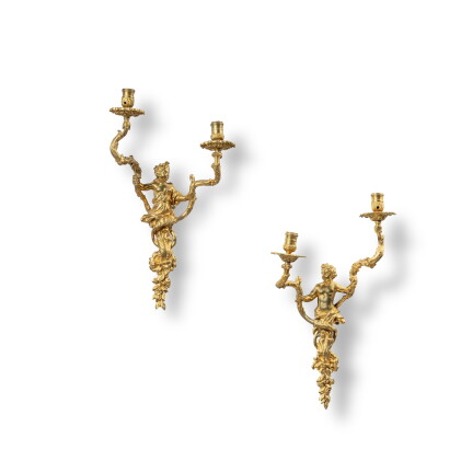 Catalog image of Paire d’appliques aux bacchantes en bronze doré d’époque Régence, vers 1720, da…